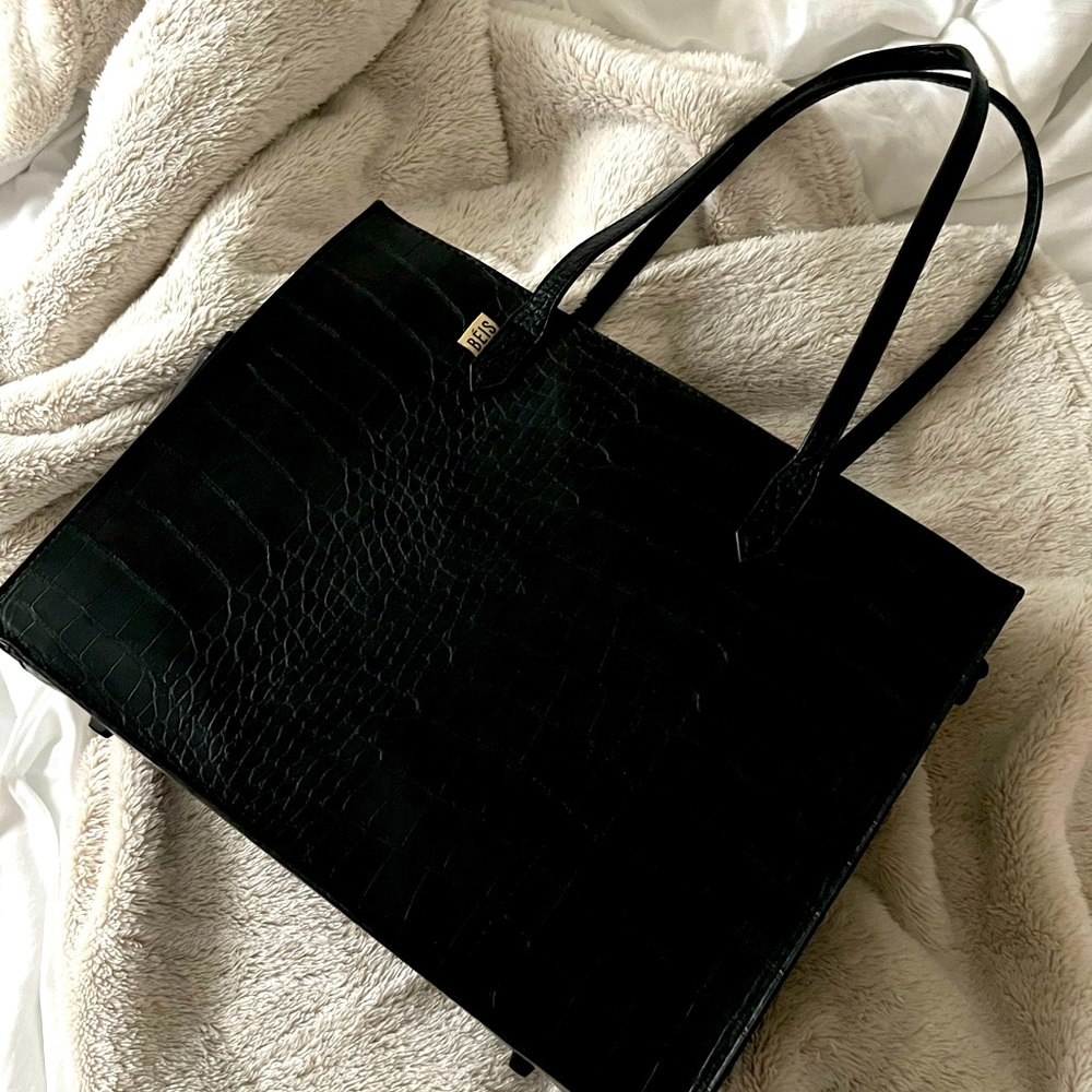 BÉIS The Work Tote in Black Croc